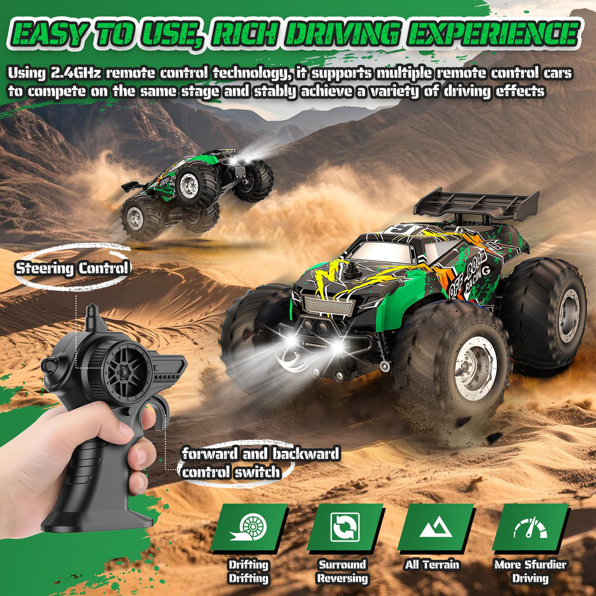 Barlisam Remote Control Car Sturdy All-Terrain RC Truck for Kids Christmas