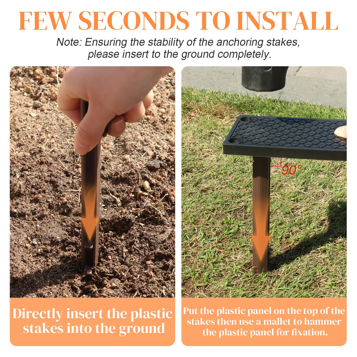24 Pack Plastic Landscape Edging Anchoring Stakes,9.8 Inch, Brown