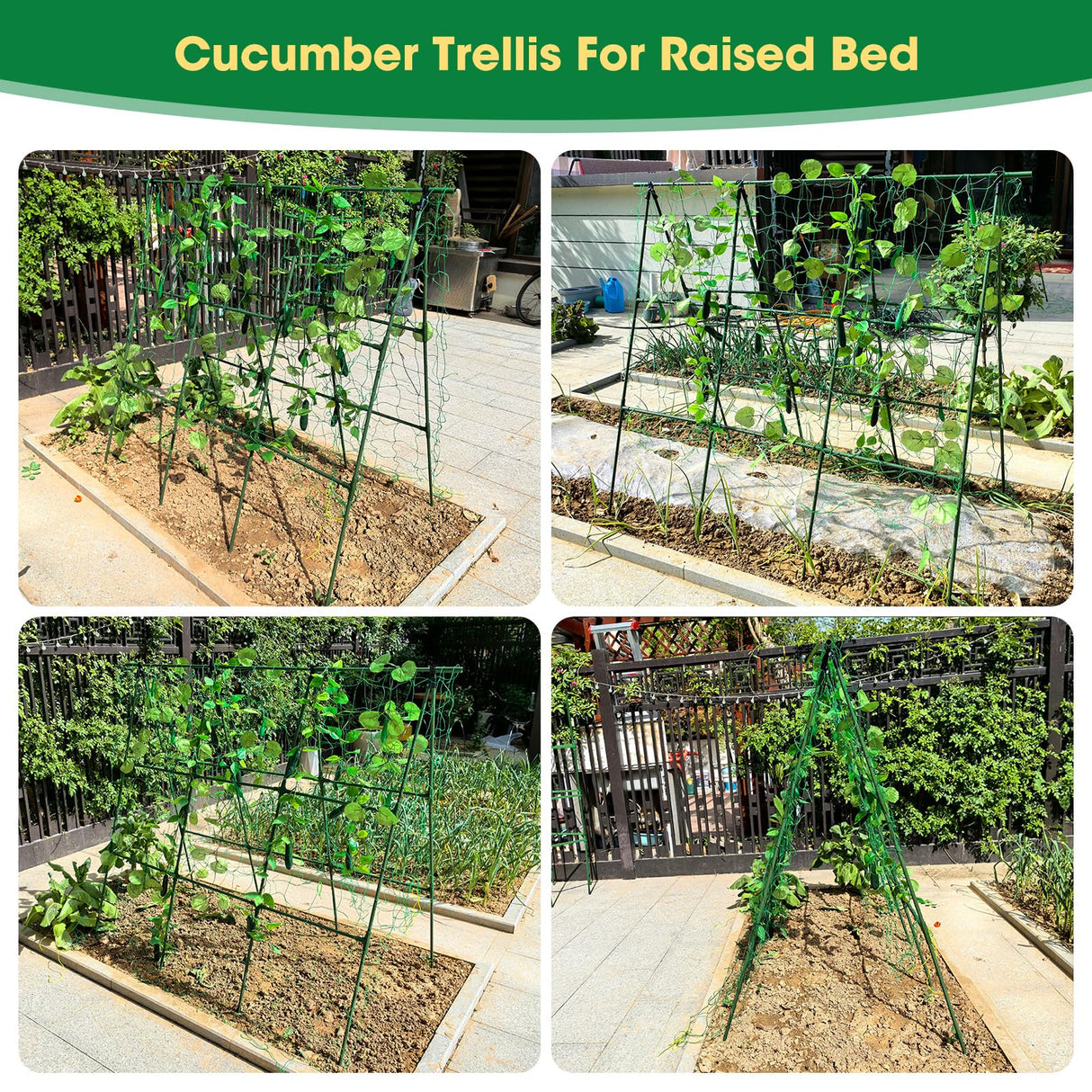 MQHUAYU 51"x 53" Cucumber Trellis for Raised Bed,Adjust A-Frame Trellis