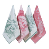 sea me at home Christmas Tea Towel Set of 4-100% Cotton Jacquard Kitchen Towels, Festive Dish Towels for Christmas Decor, Perfect Hostess Gift (Merry Christmas)