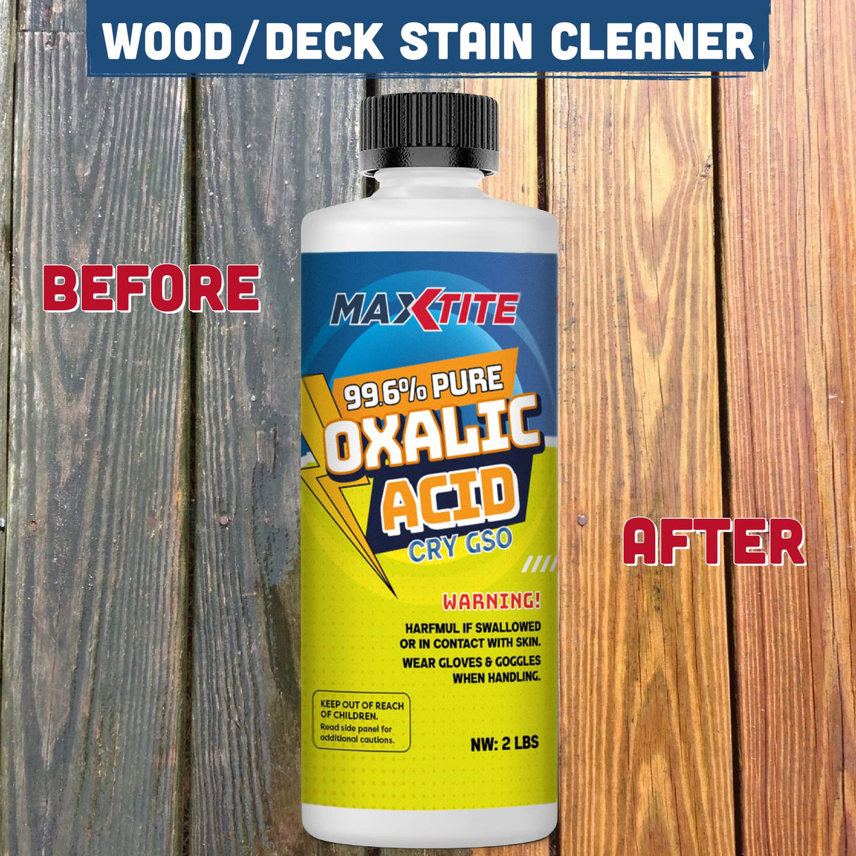 MAXTITE Oxalic Acid (40 lbs) 99.6% Pure - Metal & Wood Cleaning and Bleaching, Rust Removal (C2H2O4) - Heavy-Duty Pail with Easy-Open Lid