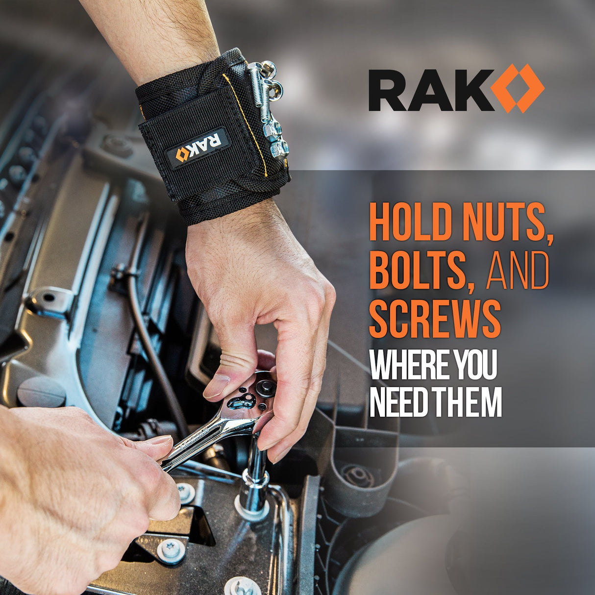 RAK Magnetic Wristband for Tools - Premium Tool Belt for Holding Screws Nails with Powerful Magnets, Birthday Gifts for Men, Cool Gadgets Stuff Gifts for Dad, Husband, Grandpa, Handyman, Him