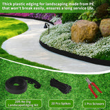 Landscape Edging Border Kit, No Dig Garden Edging Border 60ft 2in Tall with Scissors and 60 Spikes for Landscaping Border Edging Flower Bed Edging Borders