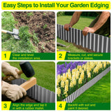 MIXC Corrugated Metal Garden Edging, Landscape Border for Lawn, Flower Bed & Paver (Silver, 8 Inch × 25FT)