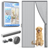 Heavy Duty Magnetic Screen Door Mesh - Auto-Sealing Hand-Free Door Net Screen with 50 Magnets, Pet & Kid Friendly, PET Fine Mesh Doors Screens Keep Bugs & Mosquitos Out Fits Front Doors Size 32” x 80”