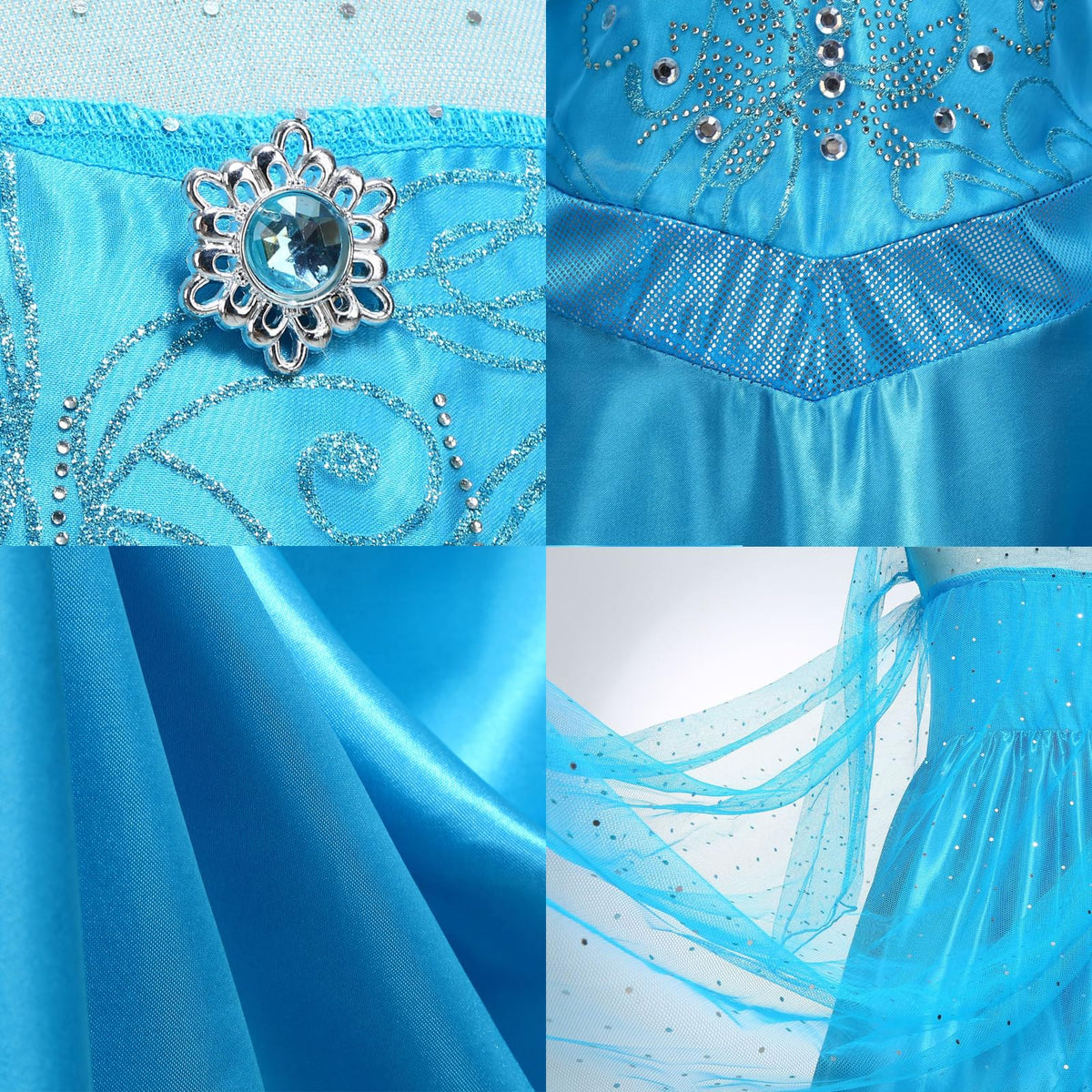 AHLPO Princess Dress for Girls Luxury Princess Dress Up Halloween Cosplay Princess Role Play Costume Fancy Dress Birthday Outfit with Accessories