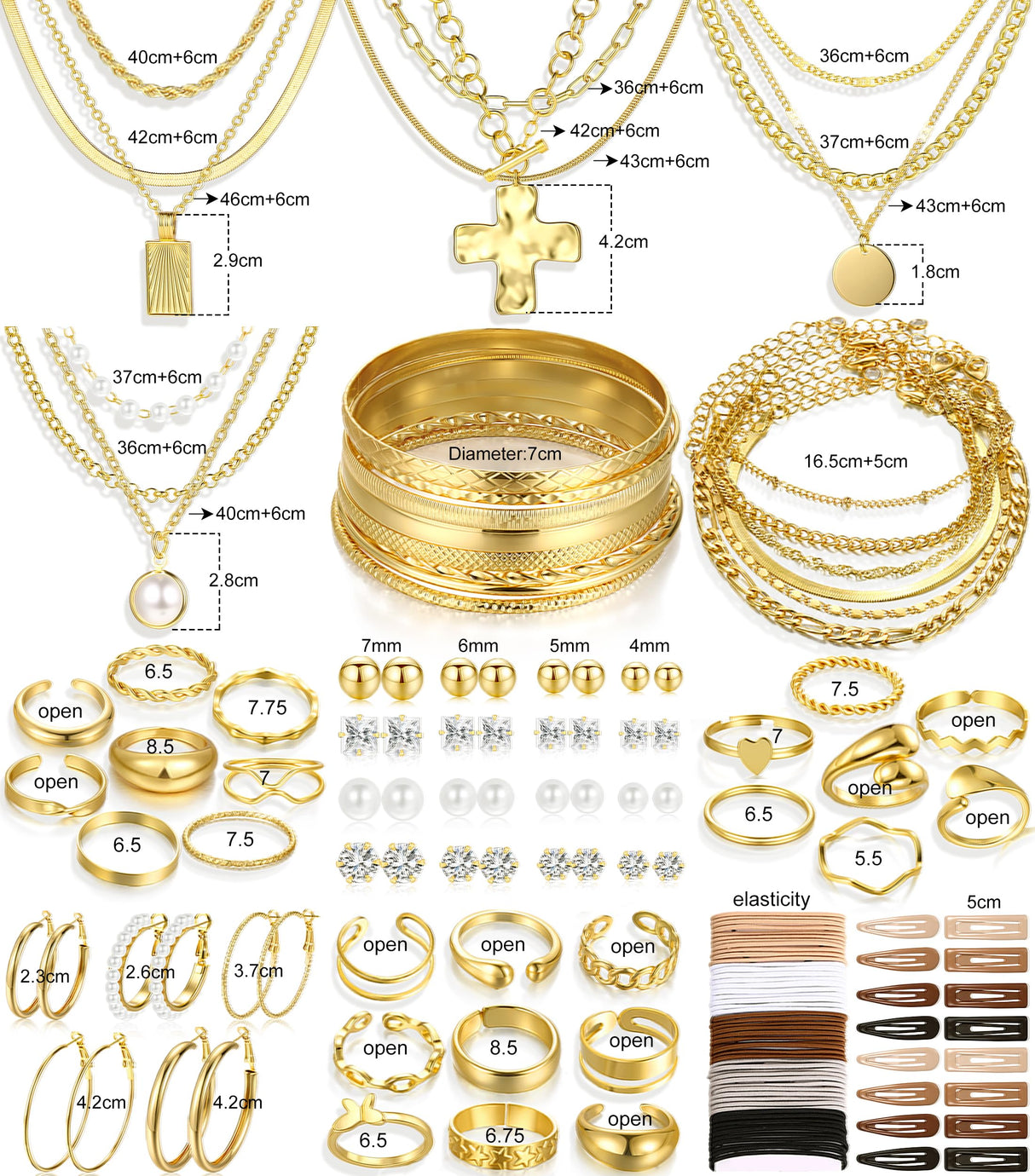 FANDY 137 Pieces Gold Jewelry Set for Women