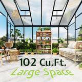 AMERLIFE 12x10x8 FT Hybrid Polycarbonate Greenhouse, Quick-Connect Aluminum Frame with Dual Roof Vents & Double Doors, Walk-in Outdoor Garden Greenhouse with Gutters, Black