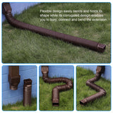 plusgutter 11.5ft Long Gutter Downspout Extensions Flexible, 4" Diameter Drain Downspout Extender, Down Spout Drain Extender for Rainwater Drainage, Extendable from 2.6ft to 11.5ft(Brown)