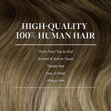GOO GOO Clip in Hair Extensions Real Human Hair, Remy Human Hair Extensions Clip ins for Women, Natural Human Hair, 18inch 120g 7Pcs, 3/8/613 Balayage Walnut Brown to Ash Brown and Bleach Blonde