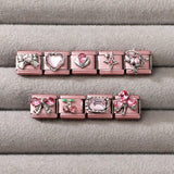 Italian Charms Bracelet Pink 22Pcs Glitter Charm Set Jewelry Gifts
