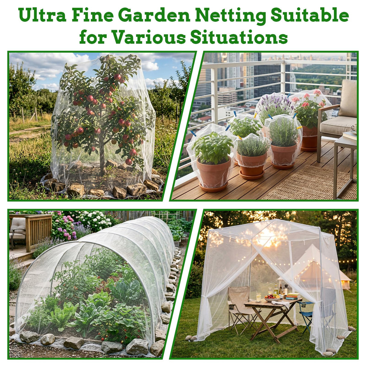 Ultra Fine 10'x33' Garden Netting,Pest Barrier & Bird Netting, Plant Mesh Net Row Cover for Garden,Greenhouse,Patio,Raised Beds, Protecting Vegetables, Flowers, Trees