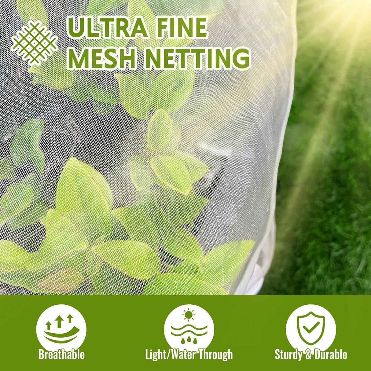 Homiton 2 Pack Fruit Tree Netting Bags with Zipper and Drawstring, 4 x 5ft Ultra Fine Mesh Garden Netting Plant Cover, Bird Netting for Blueberry Bushes, Fruit Trees, Flowers (White, 4 x 5 ft)