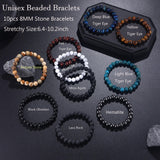 SONNYX 10PCS 8MM Tiger Eye Bracelet for Men Women