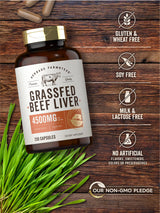 Carlyle Grass Fed Beef Liver Capsules 4500mg | 250 Count | Desiccated Supplement | Non-GMO, Gluten Free | by Herbage Farmstead