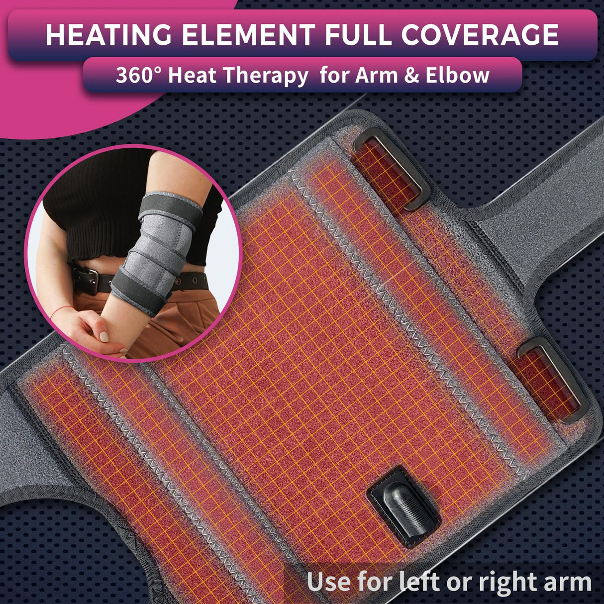 CREATRILL Elbow Heating Pad for Cubital Tunnel and Tennis Elbow Relief, Heated Elbow Brace Arm Heating Pad Sleeve for Ulnar Nerve with Auto Off and Moist Heat Option