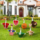 Nesfanchu 7 Set Holiday Porch Goose Outfits for 23" Lawn Goose Statue,All Seasons Goose Clothes Bundle with Valentine St Patrick Easter 4th of July Halloween Thanksgiving Christmas Costumes