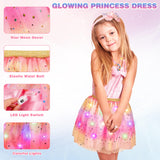 Princess Dress Up for Girls, Toddler Toys for Ages 3-8, 3 PCS Light Up Toddler Dress Up Clothes with Accessories, Kids Toys for 3 4 5 6 7 8 years Girl Christmas Halloween Birthday Gift