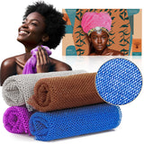 African Net Sponge Exfoliating Body Scrubber - 4 Pieces Long Bath Sponge for Shower, Back Cleanser Smoother, Natural Exfoliation, Gentle for Sensitive Skin, Daily Use(Brown, Blue, Purple,Grey)