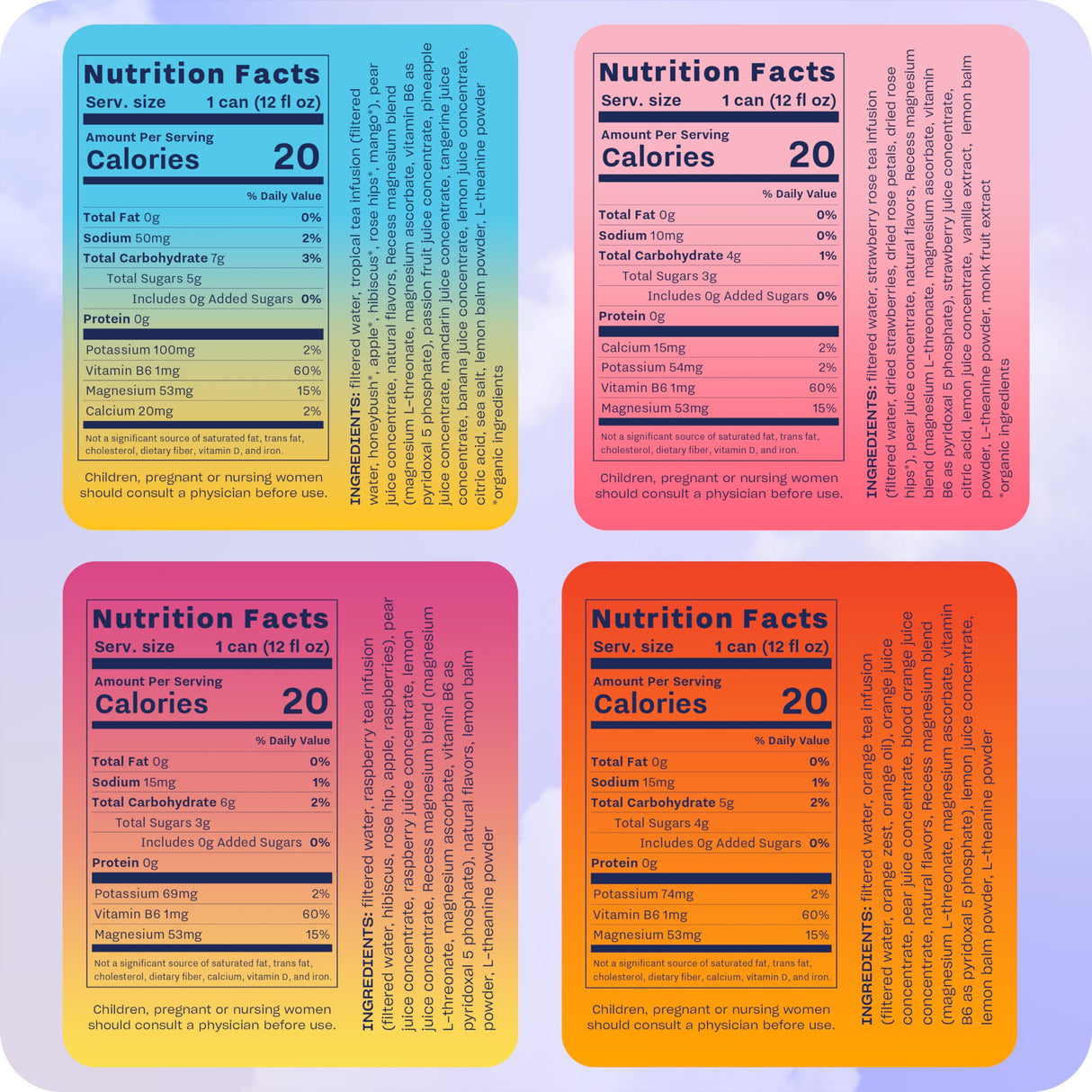 Recess Mood Magnesium & Adaptogen Drink, Relaxation Beverage, 12 Ounce (Paradise Sampler Variety Pack, 12 Pack)