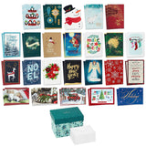 Hallmark Boxed Christmas Card Assortment with Keepsake Box (48 Cards and Envelopes) Angels, Santa, Penguins, New Year, Snowmen, Ornaments