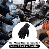 LEAKDRY Waterproof Merino Wool Touchscreen Gloves,3-Layer Inusulated Thermal Winter Gloves,Windproof for Hiking Skiing Unisex (Black, L)