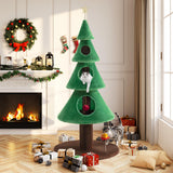 Allewie 63 Inches Cat Tree for Indoor Kitty/Tower with 3 Condos/ 5ft Christmas Tree Party Decoration/Activity Center Play House and Beds/Green
