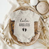Hola Abuelitos Pregnancy Announcement Infant Bodysuit for Grandparents | Abuelo Y Abuela Gift (0-3 month, Natural)