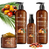 100% Natural Raw Organic Batana Oil Sulfate-Free Complete Hair Growth , Anti-Hair Loss & Repair System Kit – Shampoo, Conditioner, Hair Mask, & Leave-In Spray | Thickness & Prevents Loss for Men Women