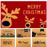Christmas Reindeer - 17"x29" - Coir Door Mat with Heavy Duty Backing - Welcome Mats for Entryway, Porch - Anti-Slip PVC & Coconut Fiber Surface - Natural Home Accessories, Minimalist Original Design