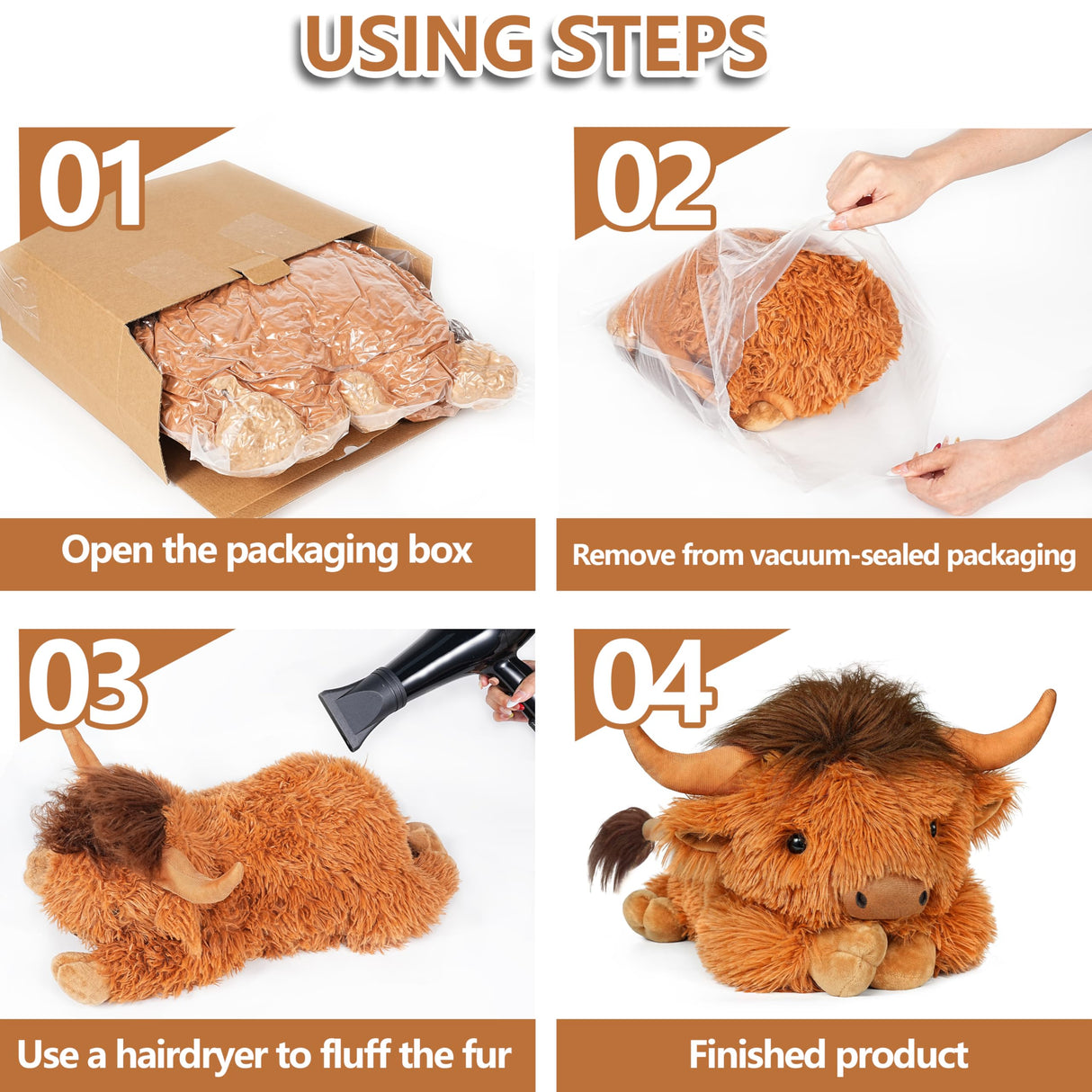 WDXDSOB Weighted Highland Cow Stuffed Animals | 4.2 Lbs Weighted Highland Cow Plush for Kids & Adults | 21.6 Inch Large Cattle Pillow Toy Gift for Christmas Birthday Mother's Day