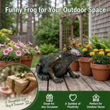 Lune cle Crouching Frog Prince Garden Statue, Yard Decorations Outdoor Decor, Weather-Resistant Animal Figurines & Sculptures for Patio & Porch, 11.5" L×8" H