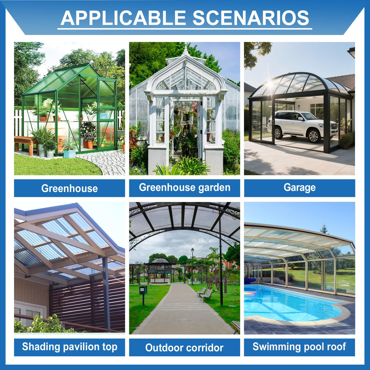 XISOCO 10 PCS Polycarbonate Greenhouse U Connector Profile 4ft Length Fits 0.16’’ & 0.24’’ Twin-Wall Polycarbonate Panels Duty Dust Rain & Moisture Protection Durabler (U-Clip 4' × 0.71’’ × 0.24’’)