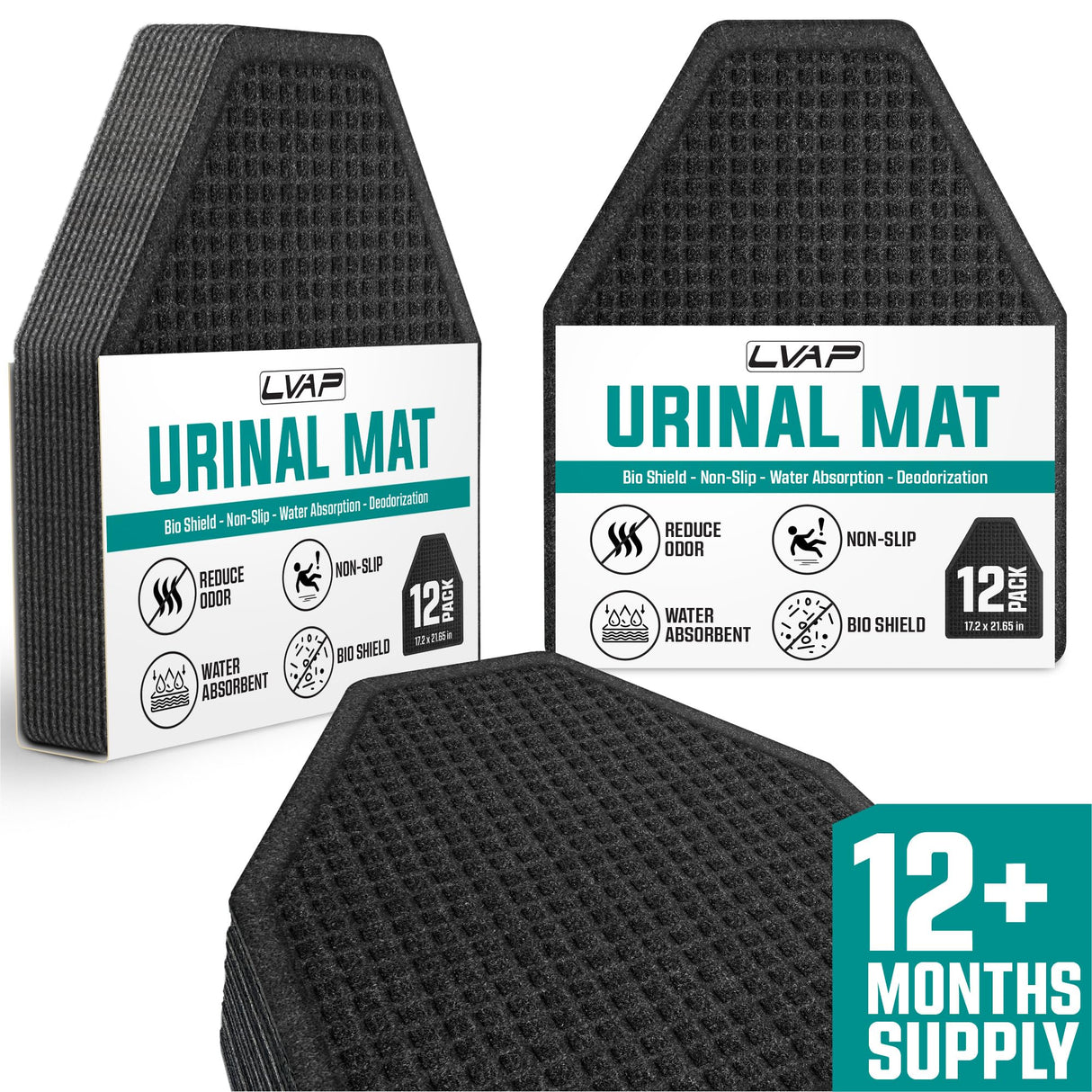 12 Pack - Professional Urinal Floor Mats for Men Bathroom | Non-Slip Urinal Mats | Disposable Bathroom Urinal Pads for Commercial Restrooms