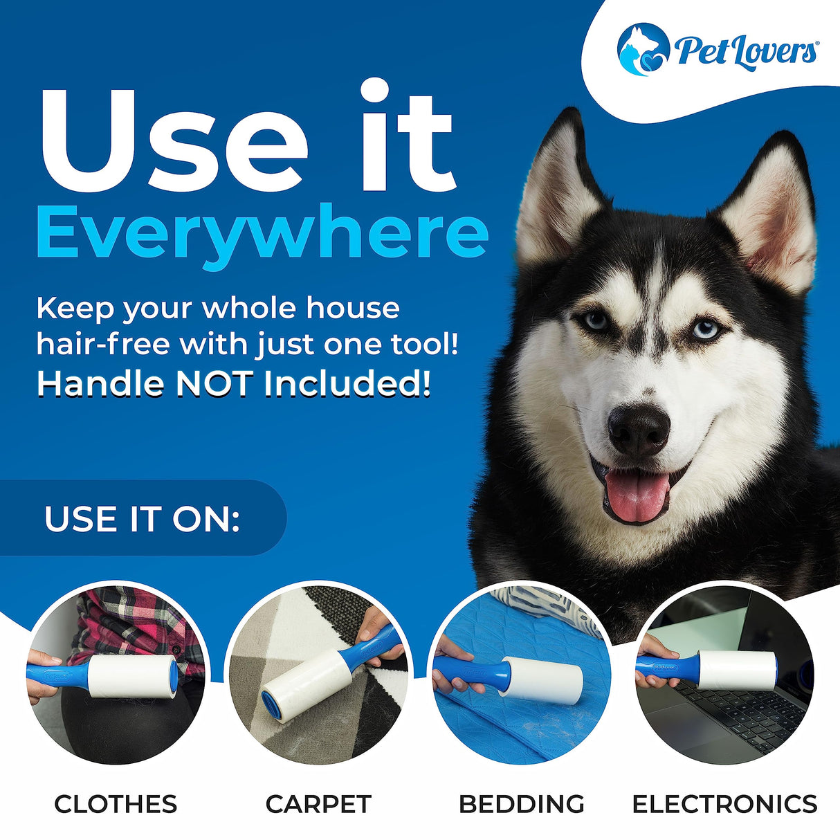 PetLovers Extra Sticky Lint Roller 6 Pack of Refills Only - No Handle Included - 90 Sheets Per Refill 540 Sheets Total