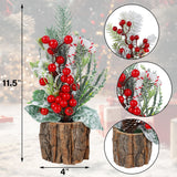 winemana 3 Pack Mini Christmas Trees Table Decorations, 11.5 Inch Small Artificial Xmas Tree Centerpieces with Red Berries & Pine Cones for Home, Office, Tabletop, Indoor Holiday Party Decor