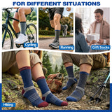 MOGGEI Merino Wool Hiking Socks for Men Warm Thermal Winter Cozy Work Crew Socks Gifts Stocking Stuffers 5 Pairs (Dark Pinstripes A,L)