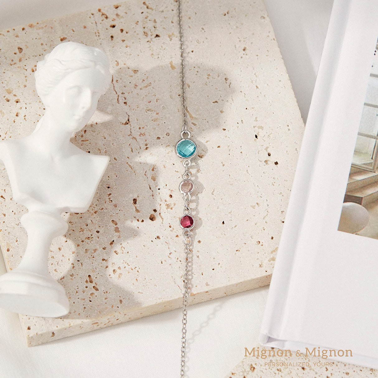Family Birthstone Necklace for Women, Mom Birthstone Necklace 1 to 6 Stones