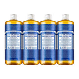 Dr. Bronner's - Pure-Castile Liquid Soap (Peppermint, 32 Ounce, 4-Pack) - Made with Organic Oils, 18-in-1 Uses: Face, Body, Hair, Laundry, Pets & Dishes, Concentrated, Vegan, Non-GMO