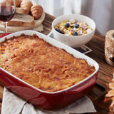 Lareina Large Ceramic Casserole Dish with Lid, 4.0 Quart Covered Rectangular Stoneware Baking Dishes for Oven, Deep 9x13 Inch Lasagna Pans for Baking and Serving, Perfect for Christmas gifts, Red