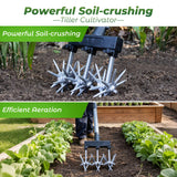 Walensee Rotary Cultivator, Adjustable Hand Tiller for Soil Clod Breaking
