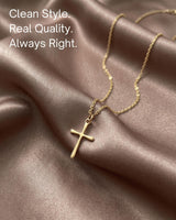 Annika Bella Gold Cross Necklace, 16-18 Inches Gold Chain, Womens Small Simple Cross Pendant Necklaces, Faith Gift for Her, Christian Jewelry (Gold)