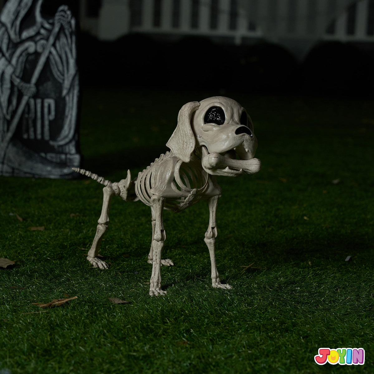 JOYIN Posable Halloween Dog Skeleton Full Body Posable Joints Realistic Skeleton Puppy with Movable Joints for Halloween Decoration, Graveyard Party Decor (9.8” X 4.7” X 12.6”)