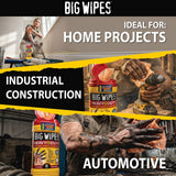 BIG WIPES Heavy Duty Industrial Hand Cleaning Wipes, Textured Scrubbing Degreaser Wipes for Mechanics and Tool Cleaner – 80 Count Canister (1 Pack)