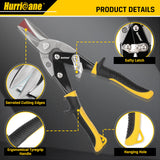 HURRICANE 3 pc Aviation Tin Snips Set, 10 Inch Metal Shears for Straight, Left & Right Curves, Cr-V Steel Blades, Non-Slip TyreGrip Handle, Safety Latch, for Sheet Metal, Gutter, HVAC, DIY