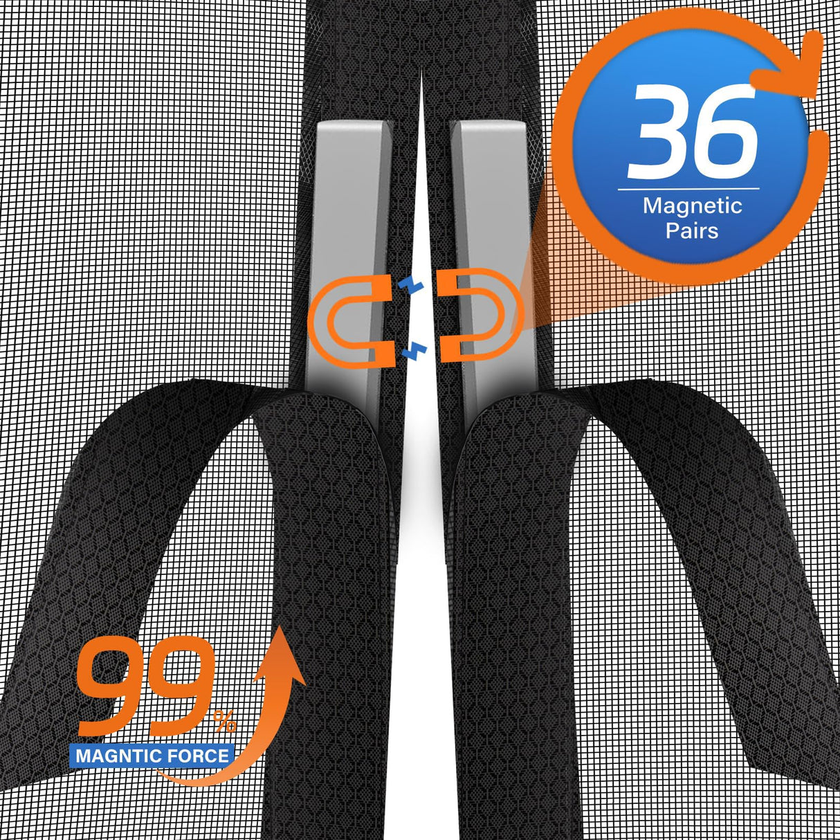 LONGEAS Magnetic Screen Door Mesh Left Right Side Opening Upgraded PET Material Mesh Stronger Than Fiberglass and Polyester,Keep Bugs Out,Pet & Kid Friendly Screen Size 74'' X 82''