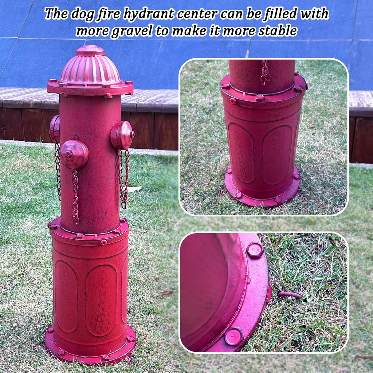 YiLifebes Dog Fire Hydrant Pee Post, 22.4" H Fake Fire Hydrant for Dogs to Pee on, Large Metal Pee Post Statue for Yard Garden Indoor & Outdoor