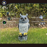 Ugold Solar Powered Garden Owl with Motion Detection, Rotating Head, Realistic Hoots and Silent Mode, Outdoor Statue and Sculpture, Owl Decoration for Home, Garden, Patio and Lawn