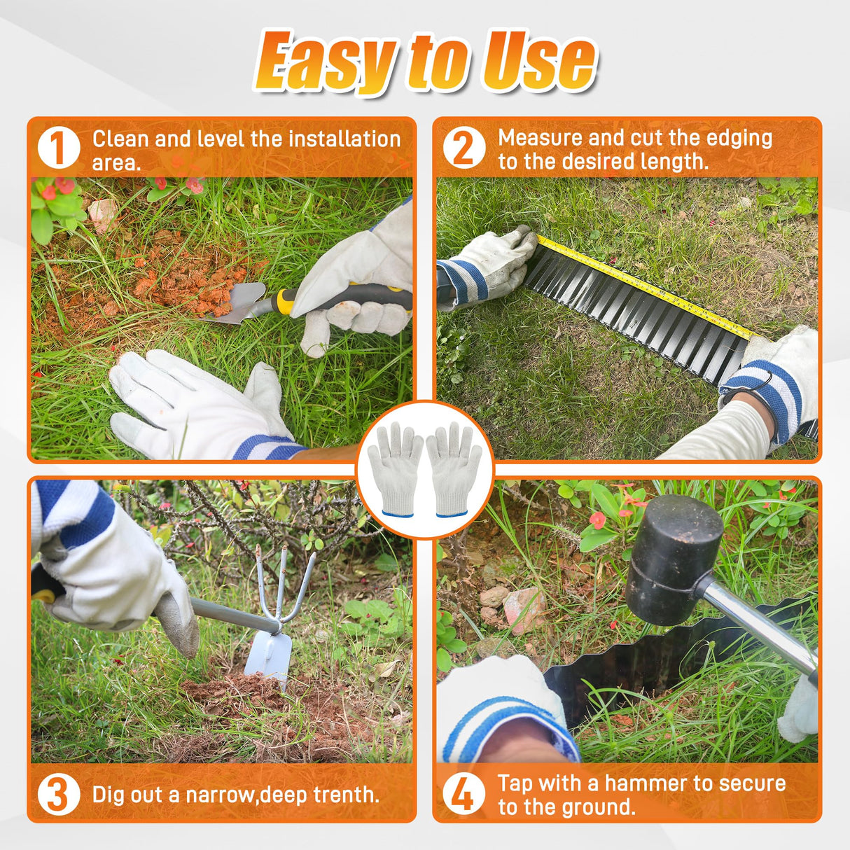 Quibbay Corrugated Metal Garden Edging, 4"×100Ft Landscape Edging Border for Lawn, Flower Bed and Garden, Flexible Lawn Edging for DIY Tree Surrounds Borders and Landscaping, Black