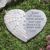 Let's Make Memories Personalized Memorial Garden Stone - Sympathy - Loss of Loved One - Condolences - Indoor/Outdoor - Durable Resin - 3D Wings of Love - Your Wings
